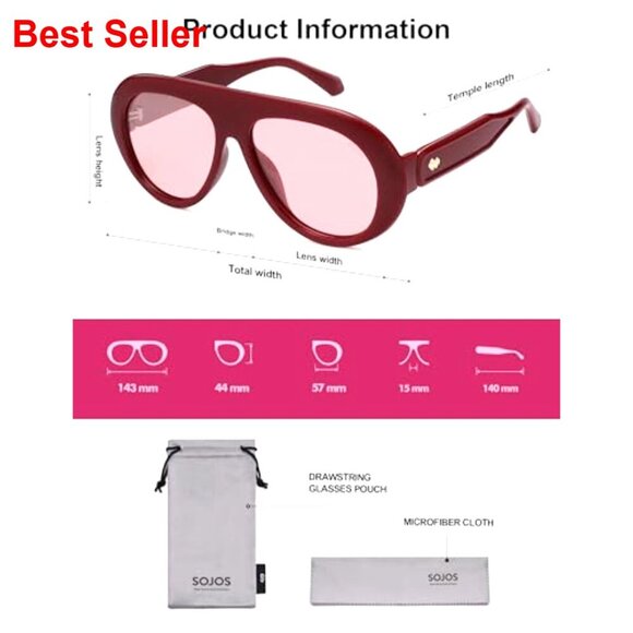 Oversized Polarized Aviator Sunglasses Retro 70s Style UV Protection main image 5
